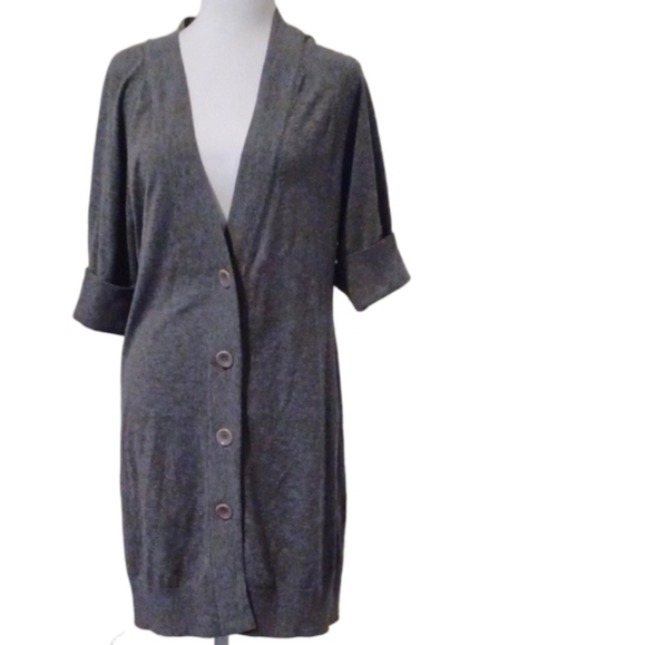 💙🌹Gray Cardigan Soft Knit Sweater Long Open Front - Picture 2 of 12